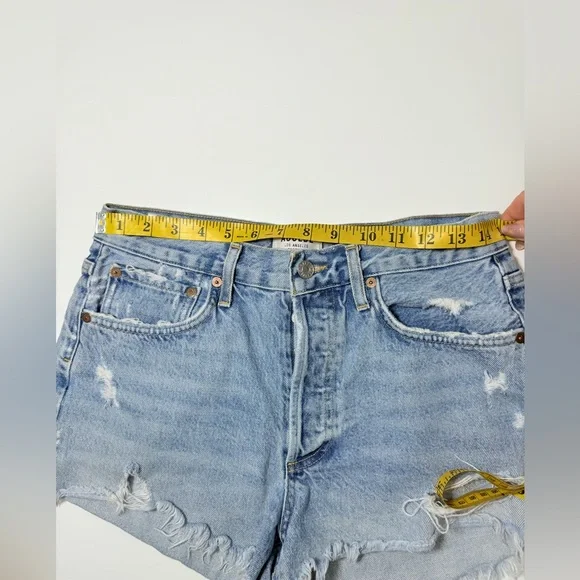 AGOLDE Parker Vintage Cut Off Denim Shorts Distressed Frayed Hem Size 27 - Picture 4 of 5